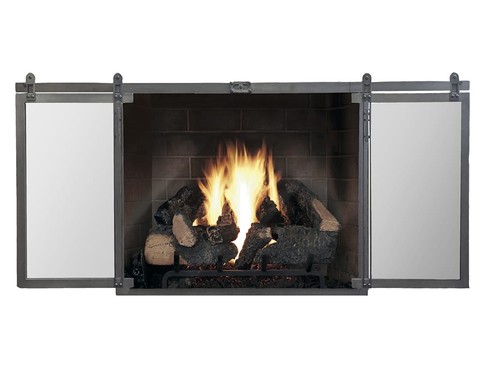 Hudson Northfield Fireplace Grill - Vail Glass Fireplace Screen With Doors